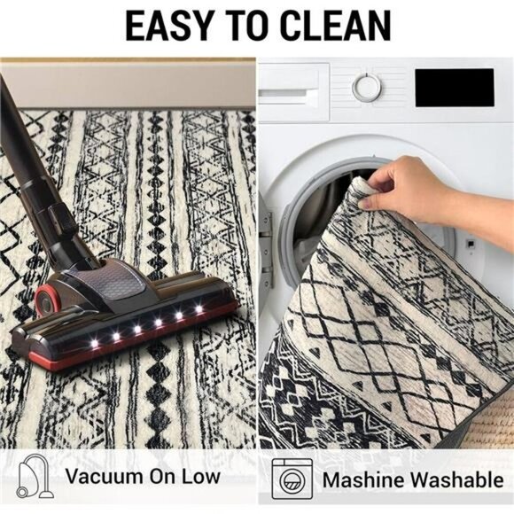 Boho Runner Rug 2x6 Moroccan Washable Non Slip Soft Hallway Kitchen Carpet - Picture 5 of 7